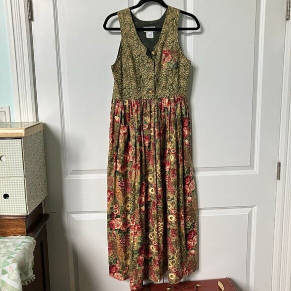 Vintage Peggy Race Maxi Dress Womens S Handmade Boho Sleeveless Floral Paisley - Picture 6 of 13